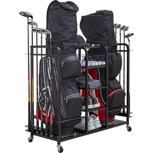 JH-Mech Wide Design for Large Golf Bag Club Holder Rack Accessories Shelves Ball Storage Stand Golf Bag Storage Rack for Garage