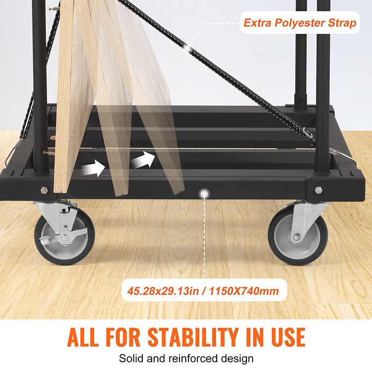 JH-Mech Metal Carrying Capacity Built to Last Silent Wheels Powder Coating Heavy Folding Table and Chair Frame Cart