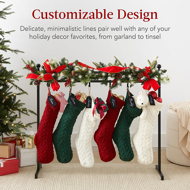 JH-Mech 3ft Christmas Stocking Holder Stand Easy Assemble Metal Christmas Village Stocking Holders for Home Floor Living Room