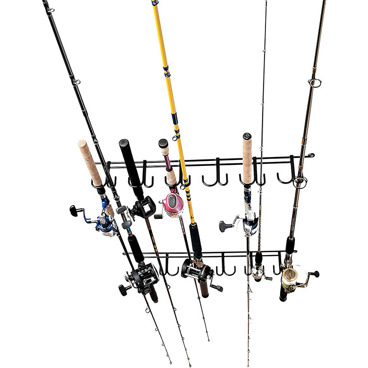 JH-Mech Mounted Storage Racks for Rods Ceiling or Wall Mount for Poles in Garage Boat Fishing Rod Garage Ceiling Rack