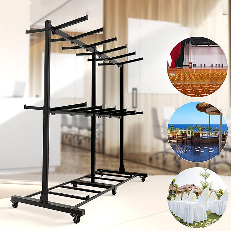 JH-Mech Folding Table and Chairs Cart Rack Innovative Mobile 84 Folding Chairs Capacity Heavy Duty Metal Folding Chair Cart