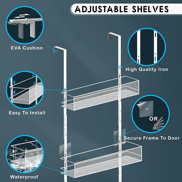 JH-Mech 6-Tier Mesh Basket Hanging and Wall Mounted Pantry Door Organizer with Adjustable Hooks Over the Door Pantry Organizer