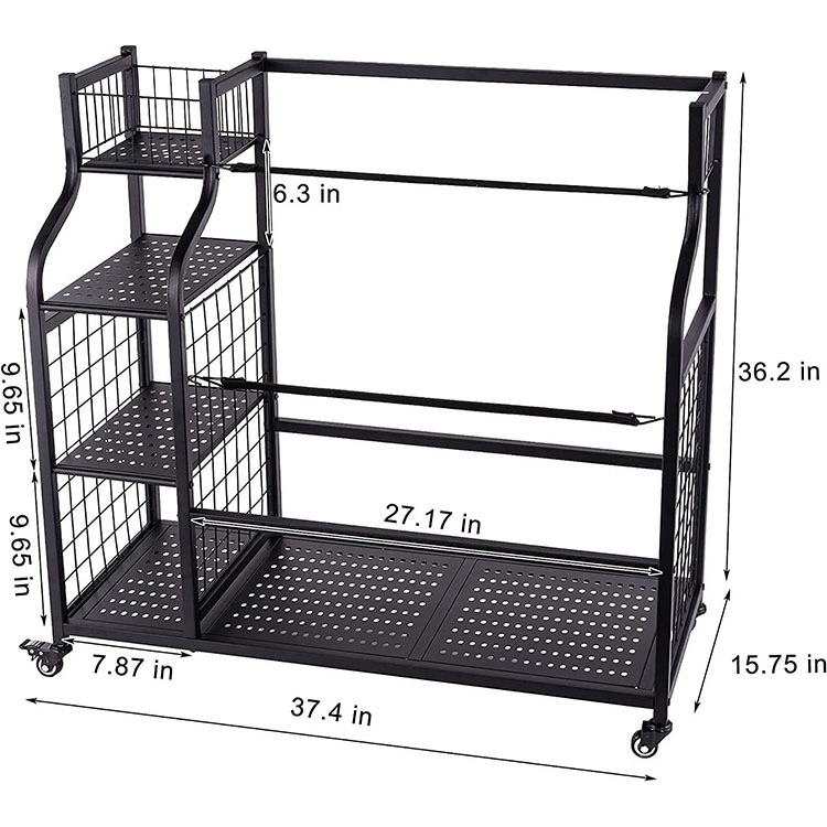 JH-Mech Garage Golf Storage Organizer with Wheel Anti-Rust Durable and Sturdy Golf Storage Rack for Garage Shed and Basement