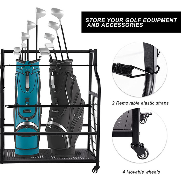 JH-Mech Garage Golf Storage Organizer with Wheel Anti-Rust Durable and Sturdy Golf Storage Rack for Garage Shed and Basement