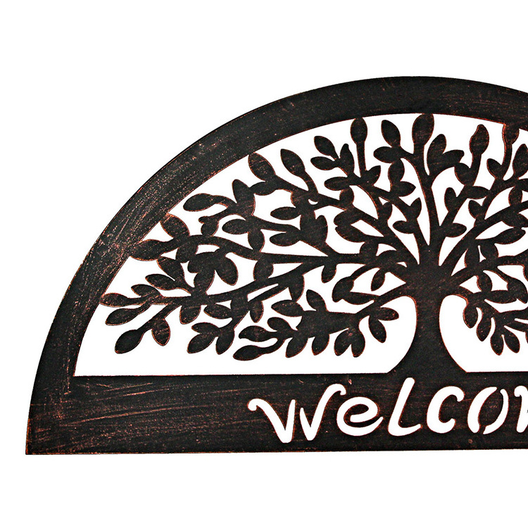 JH-Mech Wall Mounted Sign Home Decor Hanging Plaque 31 Inch Welcome Tree Copper Metal Wall Art Home Decor