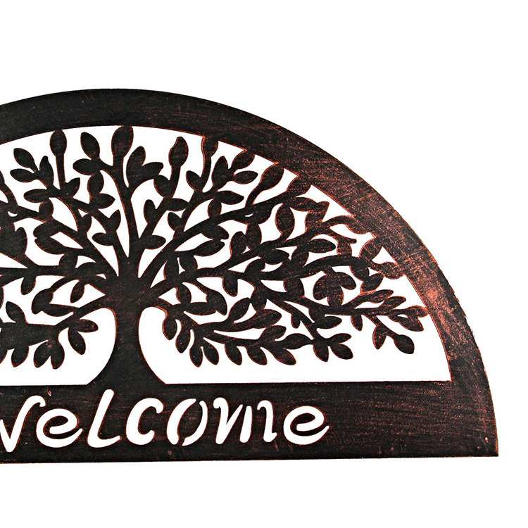 JH-Mech Wall Mounted Sign Home Decor Hanging Plaque 31 Inch Welcome Tree Copper Metal Wall Art Home Decor