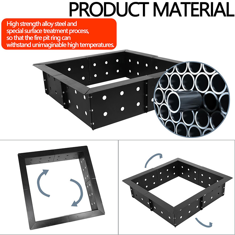 JH-Mech Easy to Assemble Carbon Steel Good Plasticity Toughness Strong Structure Square Fire Pits