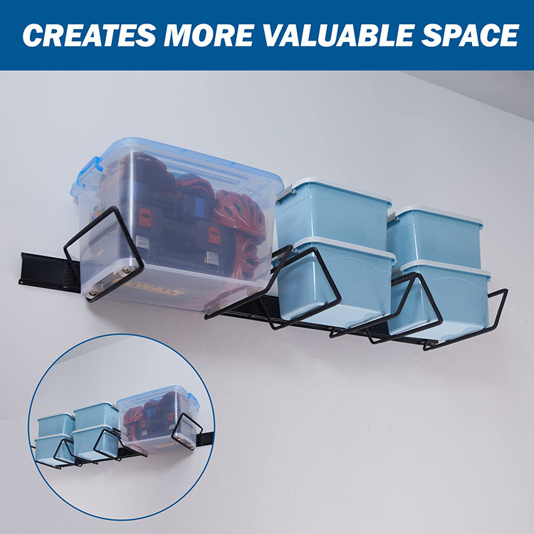 JH-Mech Tote Rack Wall Mount Garage Organizer for Bins and Containers Heavy Duty Steel Bin Storage Rack