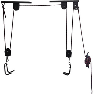 JH-Mech Ceiling Mounted Bike Pulley Hanging System 50 LBS Capacity Steel All Bikes Lift Rack