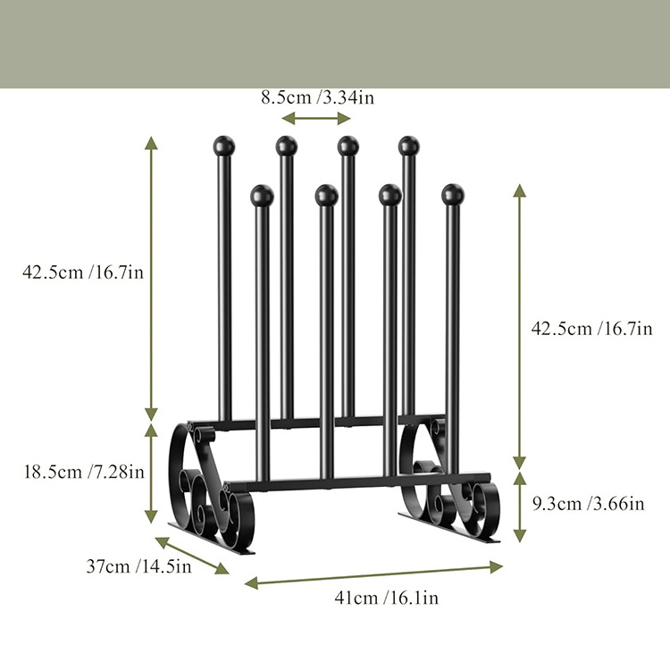 JH-Mech 4 pairs Wellington Boot Drying Rack Black Metal Artistic Boot Rack with Swirls Shape