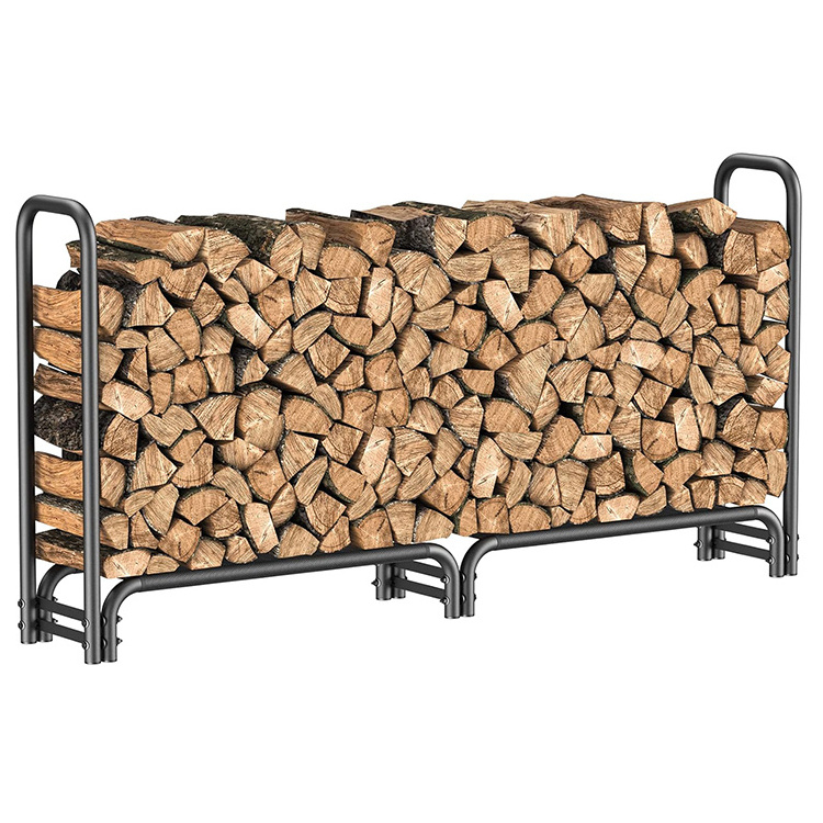 JH-Mech ODM Courtyard 4 Feet Outdoor Indoor Fire Wood Holder Capacity 650 lbs Powder-Coated Metal Firewood Log Rack