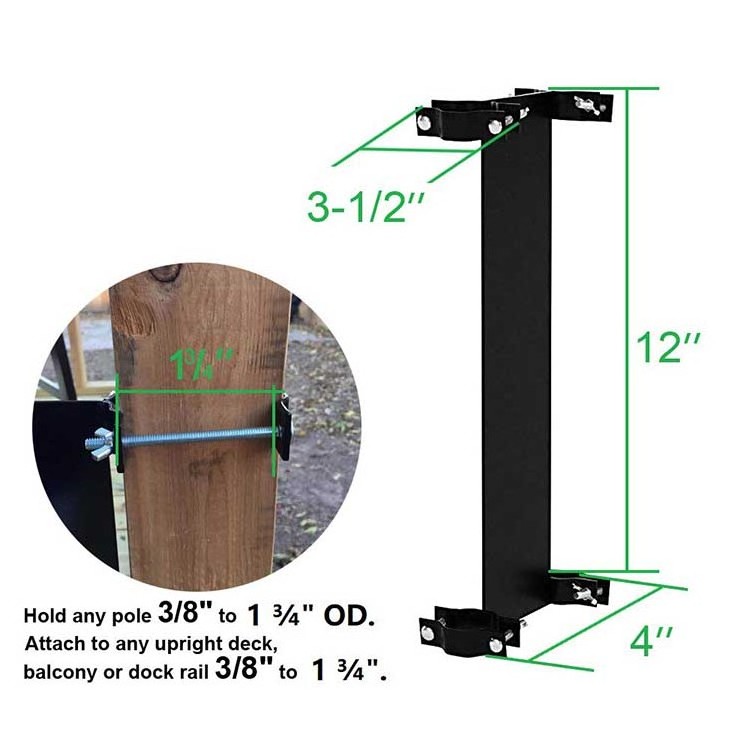 JH-Mech Maximizing Patio Courtyard Balcony Space Adjustable Wall Mounted Umbrella Brackets Pool Deck Metal Umbrella Holders