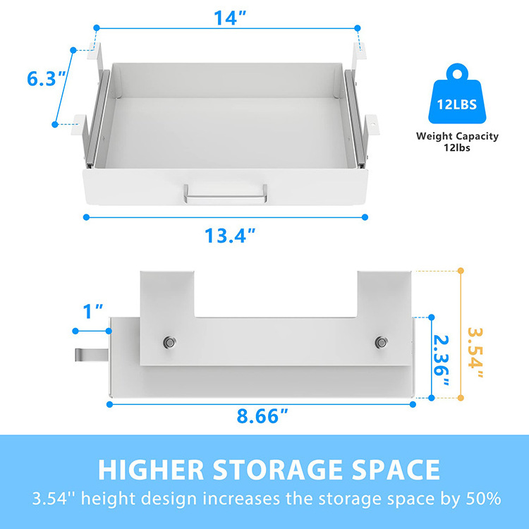 JH-Mech Under Desk Drawer Home Office Pull-Out 14*8.66*3.54