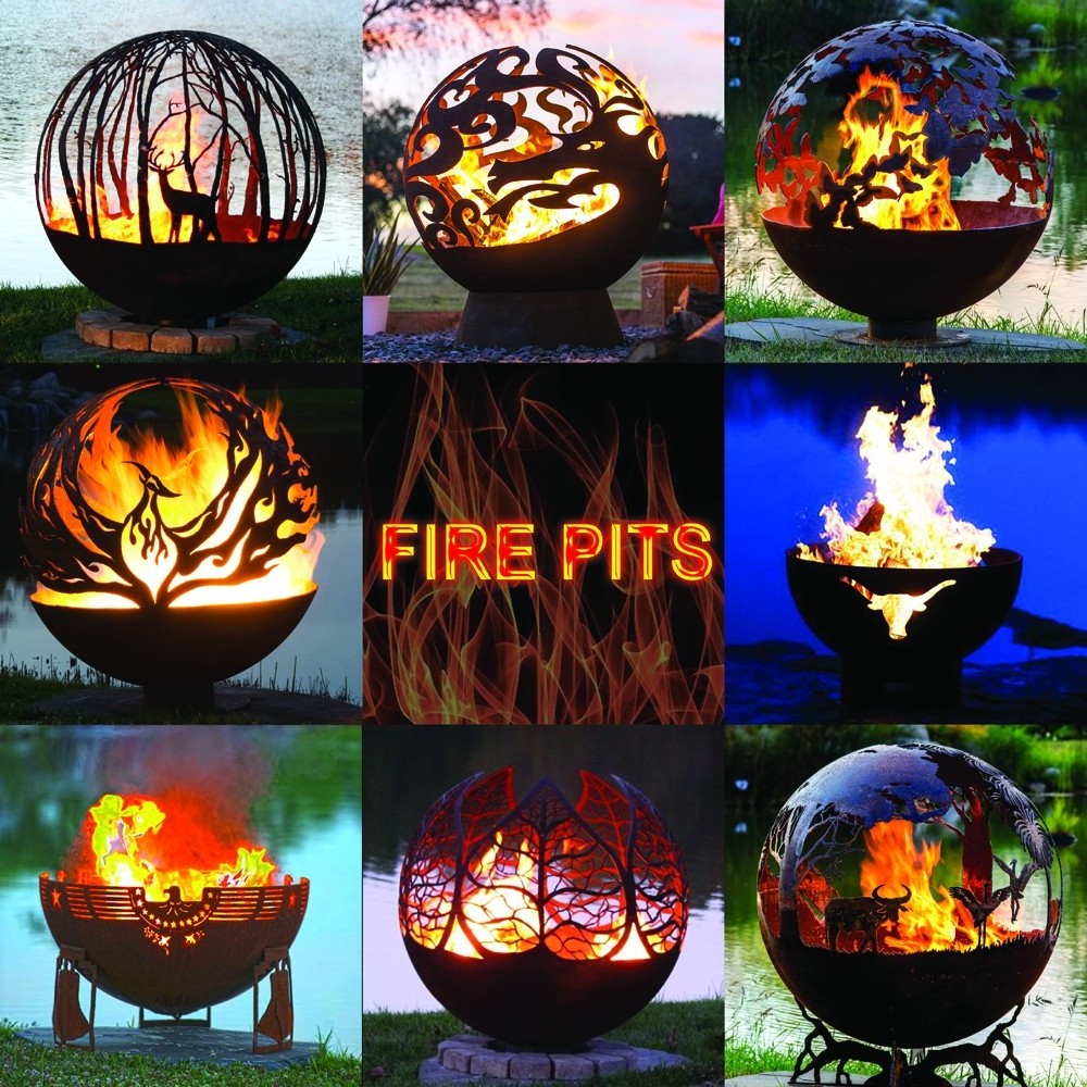 JH-Mech Custom 900 mm OEM Artwork Outdoor Wood Burner Patio Fire Pits Sphere