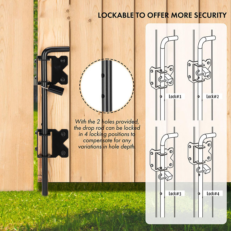 JH-Mech Metal Gate Hardware Door Safety Guarantee Adjustable Wood Fence Steel Gate Drop Rod