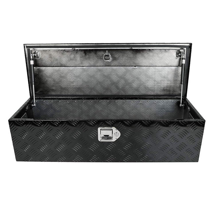 JH-Mech Diamond Plate Aluminum Trailer Truck Car Hauler Tool Box Storage Organizer With Lock