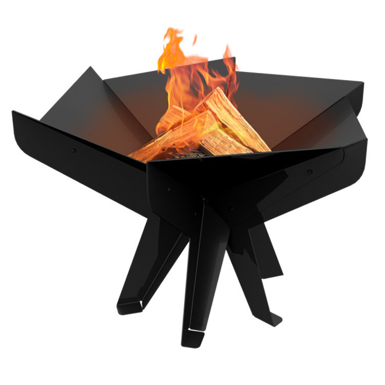 JH-Mech Round Fire Pit Heavy Duty Metal Grate Rustproof Table Top Fire Pit