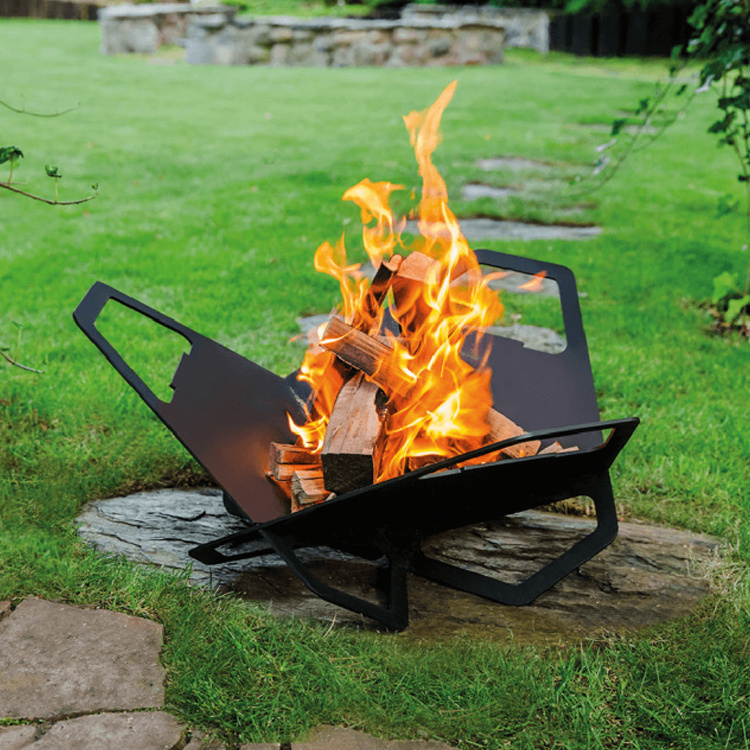 JH-Mech Metal Fire Pit Square Outdoor Heavy Duty Thicker Steel Fire Pit Table