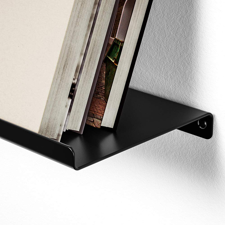 JH-Mech solid Custom rectangle metal floating display shelves simple farmhouse black wall square shelf