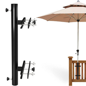 JH-Mech Deck Railing Maximizing Patio Space and Shade Patio Umbrella Holder Mount,Outdoor Umbrella Base and Bracket