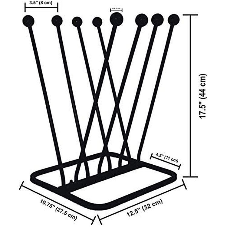 JH-Mech High Boot Rack Custom Steel Black Powder Coated Rain Boots Drain Rack Welly Metal Boot Rack