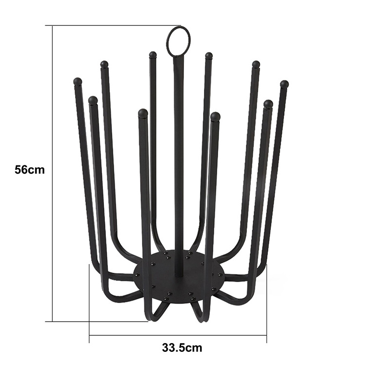 JH-Mech Round Steel Rack 5 Pair Black Metal Holder Indoor Outdoor Stand Boots Wellies Rack