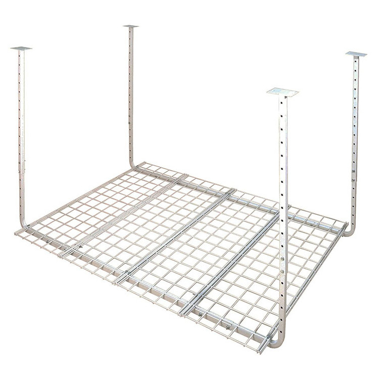 JH-Mech Custom White Heavy Duty Overhead Mount Shelf for Hanging Bins Solid Easy to Assemble Ceiling Storage Rack