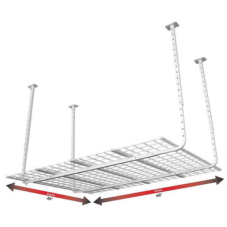 JH-Mech Custom White Heavy Duty Overhead Mount Shelf for Hanging Bins Solid Easy to Assemble Ceiling Storage Rack