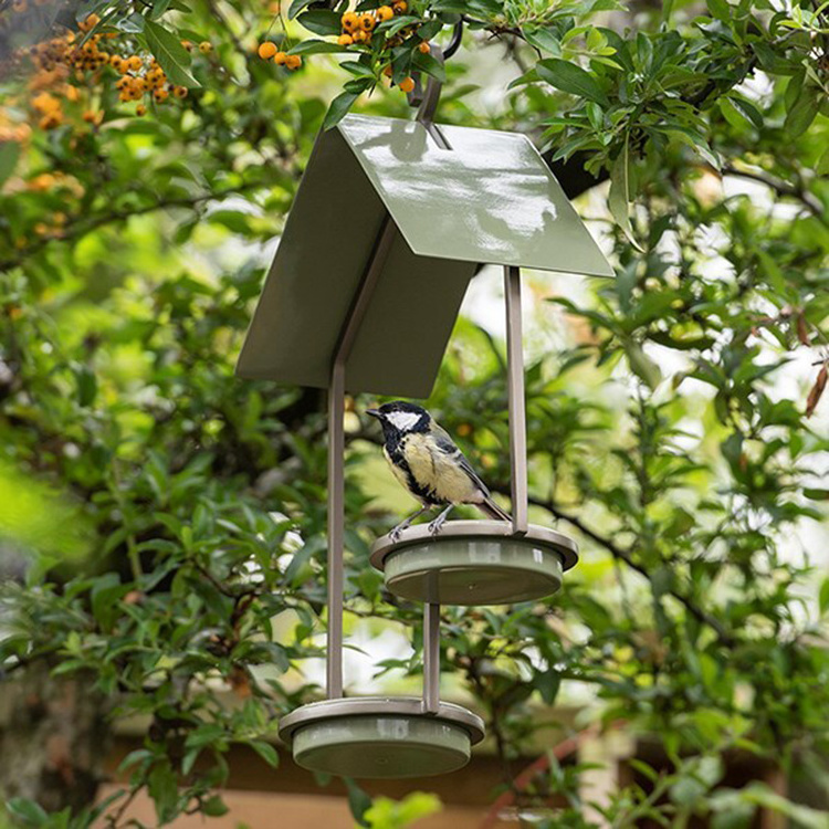 JH-Mech Hot Selling Garden Hanging Decorative Food One Up One Down Outdoor Hanging Stainless Steel Bird Feeder