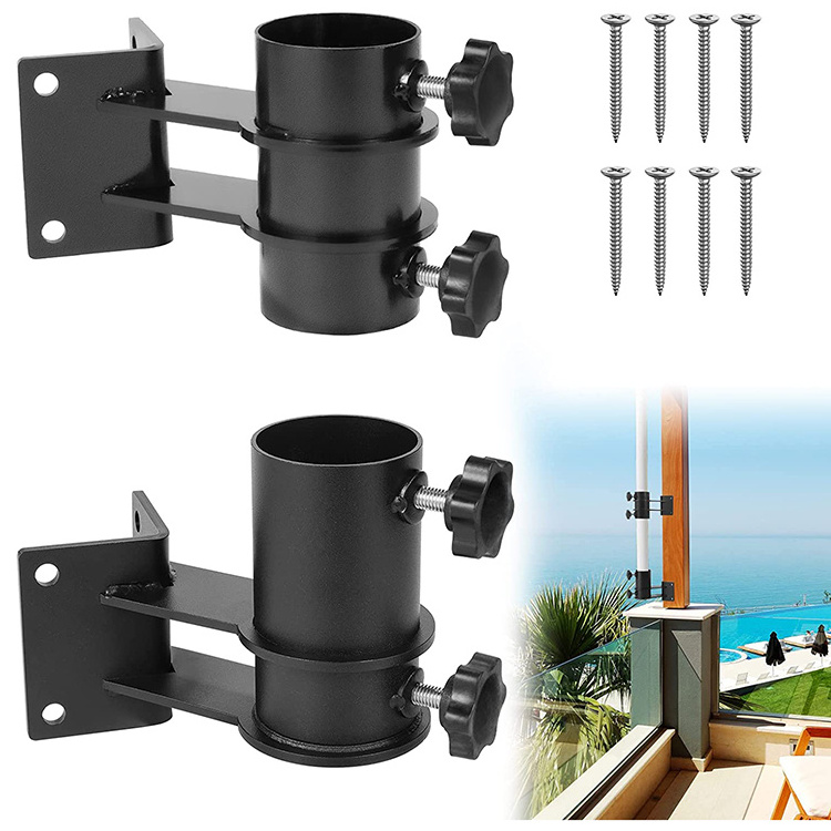 JH-Mech Heavy Duty Outdoor Umbrella Base Bracket for Deck Railing Patios Courtyard Adjustable Umbrella Holder Corner Mount