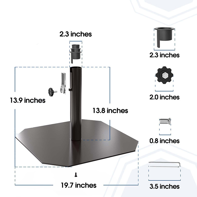 JH-Mech Practical Design Rust Free 26 Lbs Dark Brown Patio Market Table Umbrella Weights Outdoor Iron Umbrella Base Stand