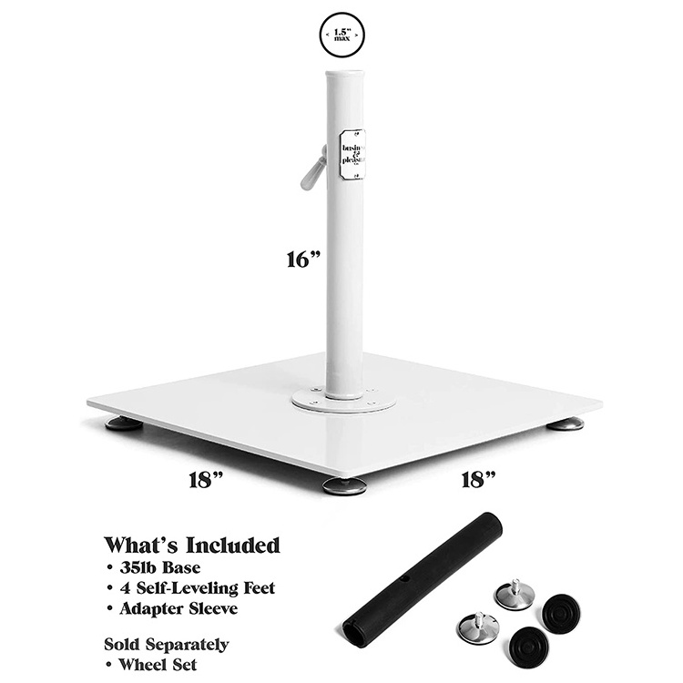 JH-Mech Perfect for The Patio Table or Pool Patio Umbrellas 35 Lbs Heavy Outdoor Classic White Square Metal  Umbrella Base