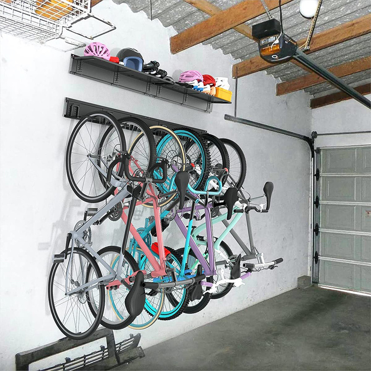 JH-Mech Bike Hooks Custom Indoor Space Saving Bike Storage and Organize Bike Helmets or Shoes Wall Mount Metal Garage Wall Shelf