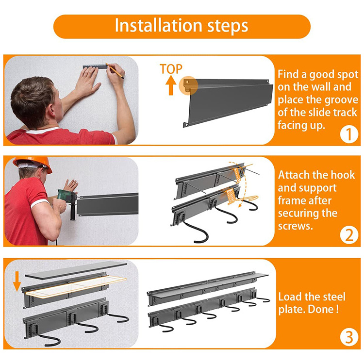 JH-Mech Bike Hooks Custom Indoor Space Saving Bike Storage and Organize Bike Helmets or Shoes Wall Mount Metal Garage Wall Shelf