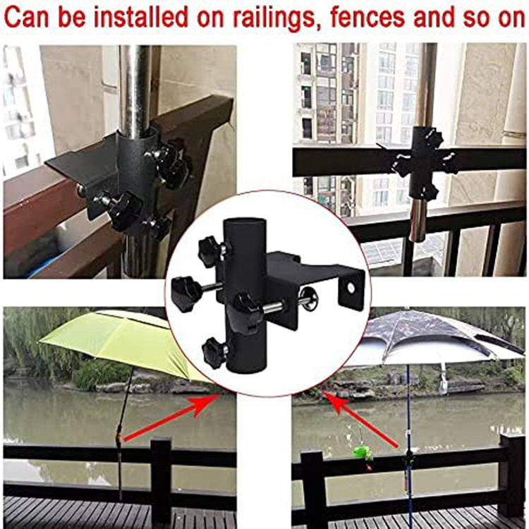 JH-Mech Outdoor Deck Umbrella Mount  Sun Shade Support Adjustable Metal Patio Umbrella Mounting Holder