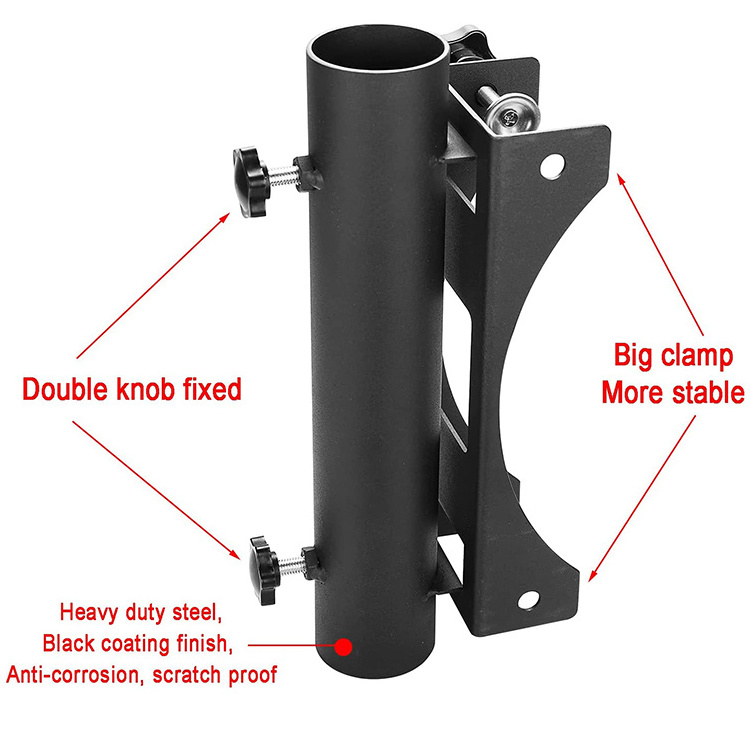 H-Mech OEM Outside Umbrella Holder Black Anti-rust and Durable Steel Patio Umbrella Bracket for Deck Railing