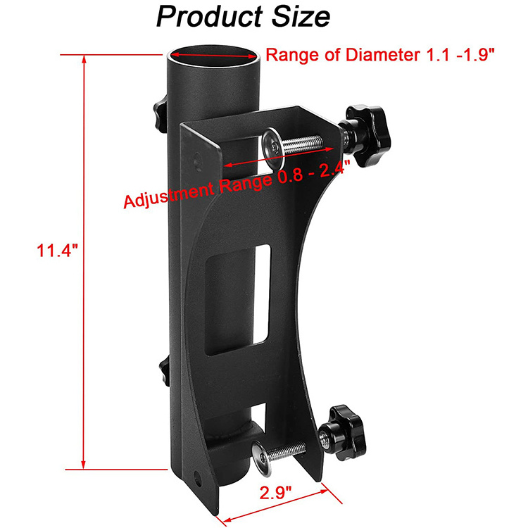 H-Mech OEM Outside Umbrella Holder Black Anti-rust and Durable Steel Patio Umbrella Bracket for Deck Railing