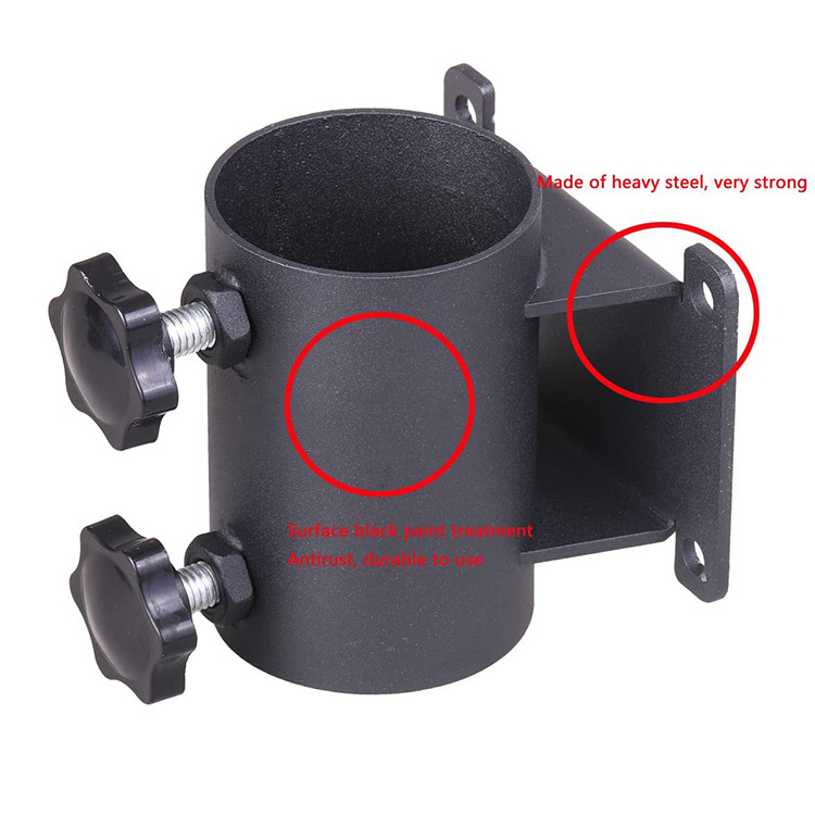 JH-Mech Adjustable Umbrella Mount Fixed Clip Outdoor Balcony Heavy Duty Metal Black Mount to Deck Umbrella Holder Bracket