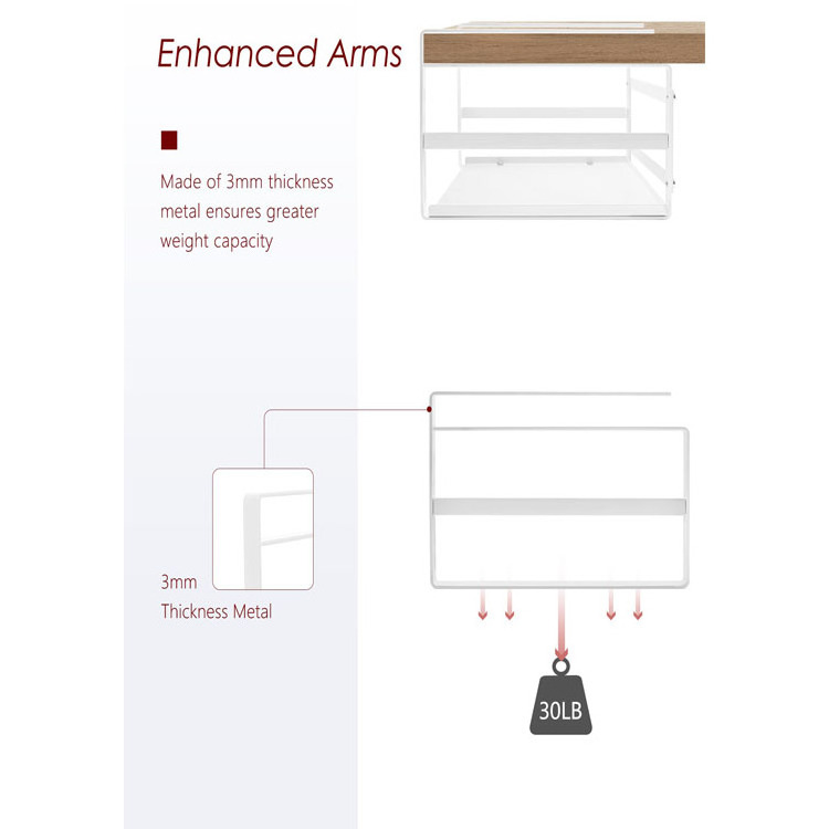 JH-Mech Shelf Spice Rack OEM Heavy Duty Wall Mounted White Carbon Steel Under Shelf Storage Rack for Kitchen Cabinets