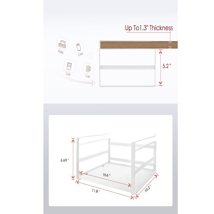 JH-Mech Shelf Spice Rack OEM Heavy Duty Wall Mounted White Carbon Steel Under Shelf Storage Rack for Kitchen Cabinets