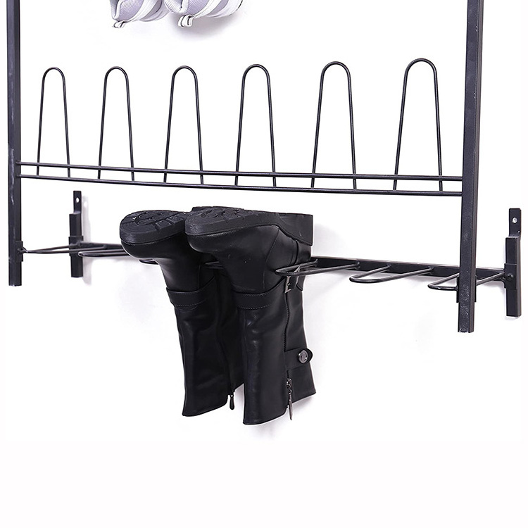 JH-Mech Entryway Boot Storage Organizer Stand Solid Wire Loop Style 18 Pairs Wall Mounted Metal Wire Shoe Rack