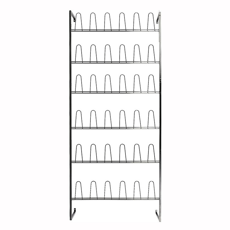 JH-Mech Entryway Shoe Organizer Shelf for Closet with 36 Hooks Black 18 Pairs Wall Mounted Shoe Rack