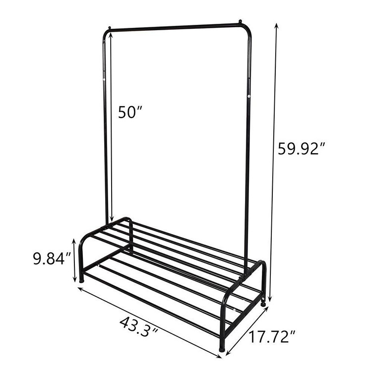 JH-Mech 2-Tier Storage Shelf For Shoes Boots Commercial Grade Multi-Purpose Shelving Unit Metal Industrial Pipe Clothing Rack