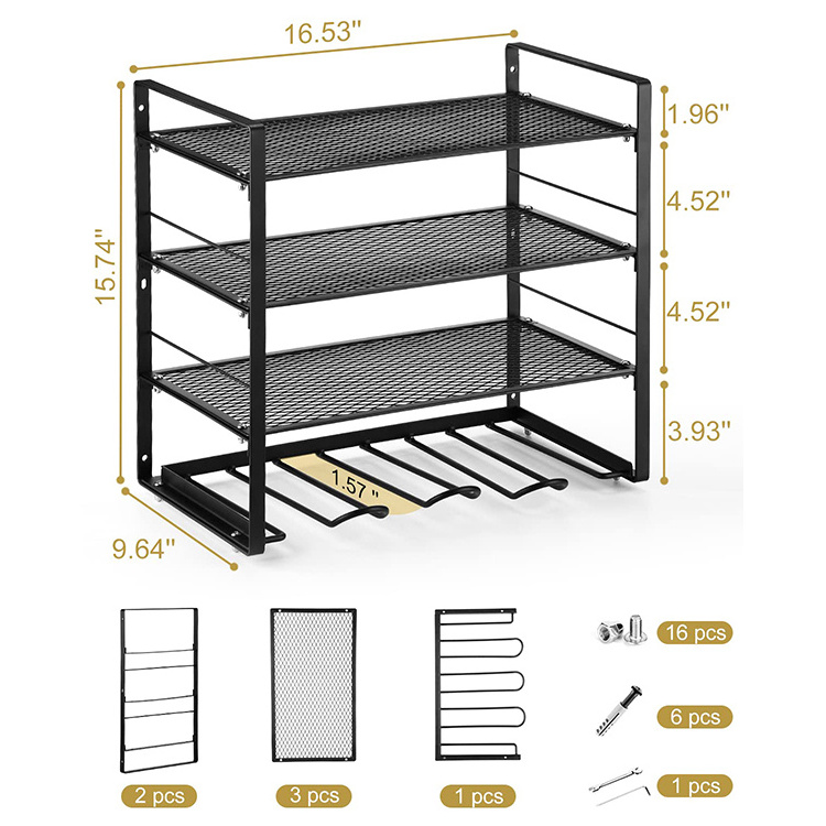 JH-Mech Garage Organization Wall Mounted Tool Storage Rack 4 Layers Large Capacity Carbon Steel Power Tool Organizer