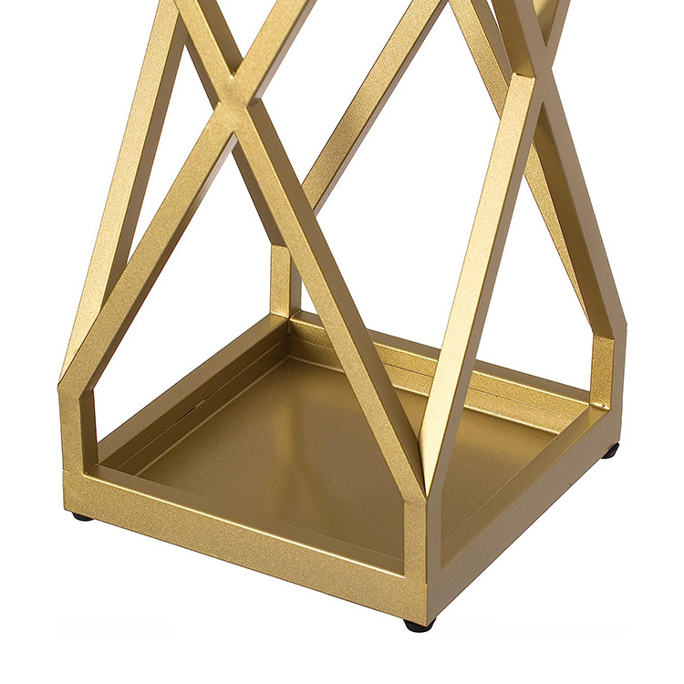 JH-Mech Custom Umbrella Rack Custom Indoor and Outdoor Decorative Gold Square X Design Metal Umbrella Stand Holder