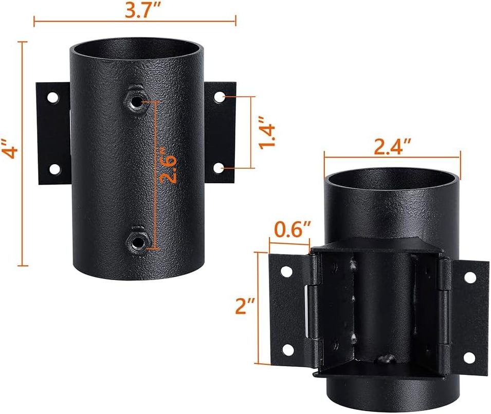 JH-Mech Adjustable Mounting Knob Black Powder Coating Metal Umbrella Holder for Deck Railing