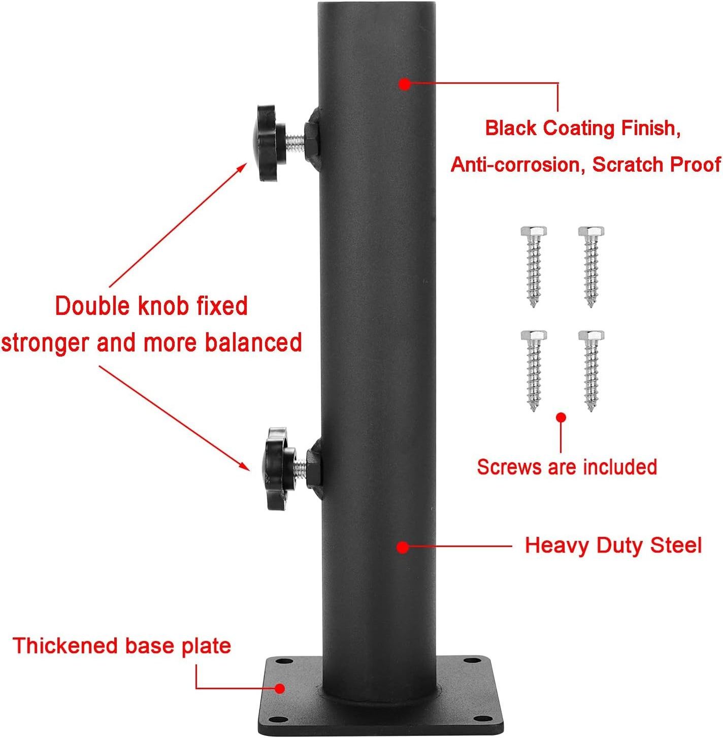 JH-Mech Sturdy and Durable Double Hand-Turn Knob Heavy Duty Steel Outdoor Umbrella Base