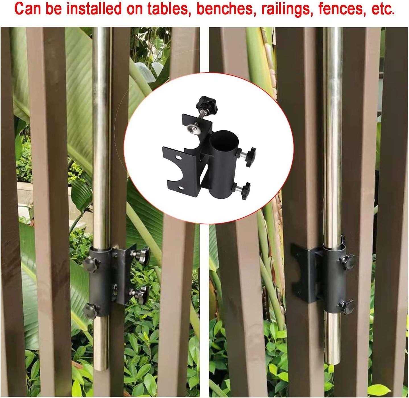 JH-Mech Universal Deck Umbrella Holder Umbrella Clamp Suitable for Top Wooden Railings