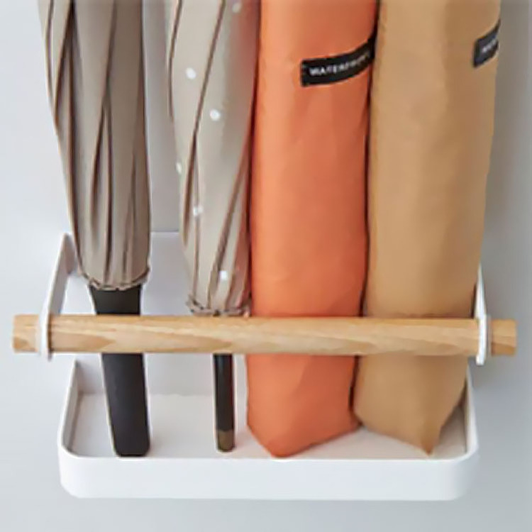 JH-Mech Umbrella Storage Rack with Wooden Stick Indoor Small and Exquisite Wall Mount Umbrella Stand