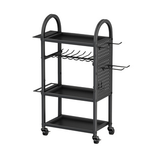 JH-Mech Power Tool Holder ODM Workshop Use Metal Stamping Heavy Duty 4 Tiers Black Coated Carbon Steel Power Tool Organizer